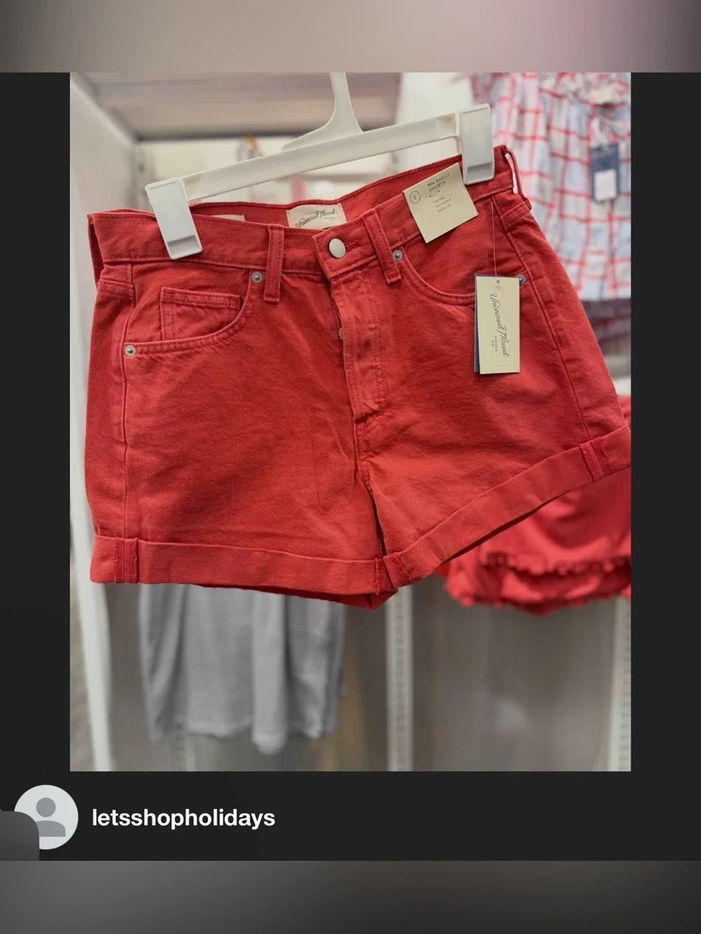 Women's Mid-Rise 90s Baggy Cuff Denim Shorts - Universal Thread™ Red 14